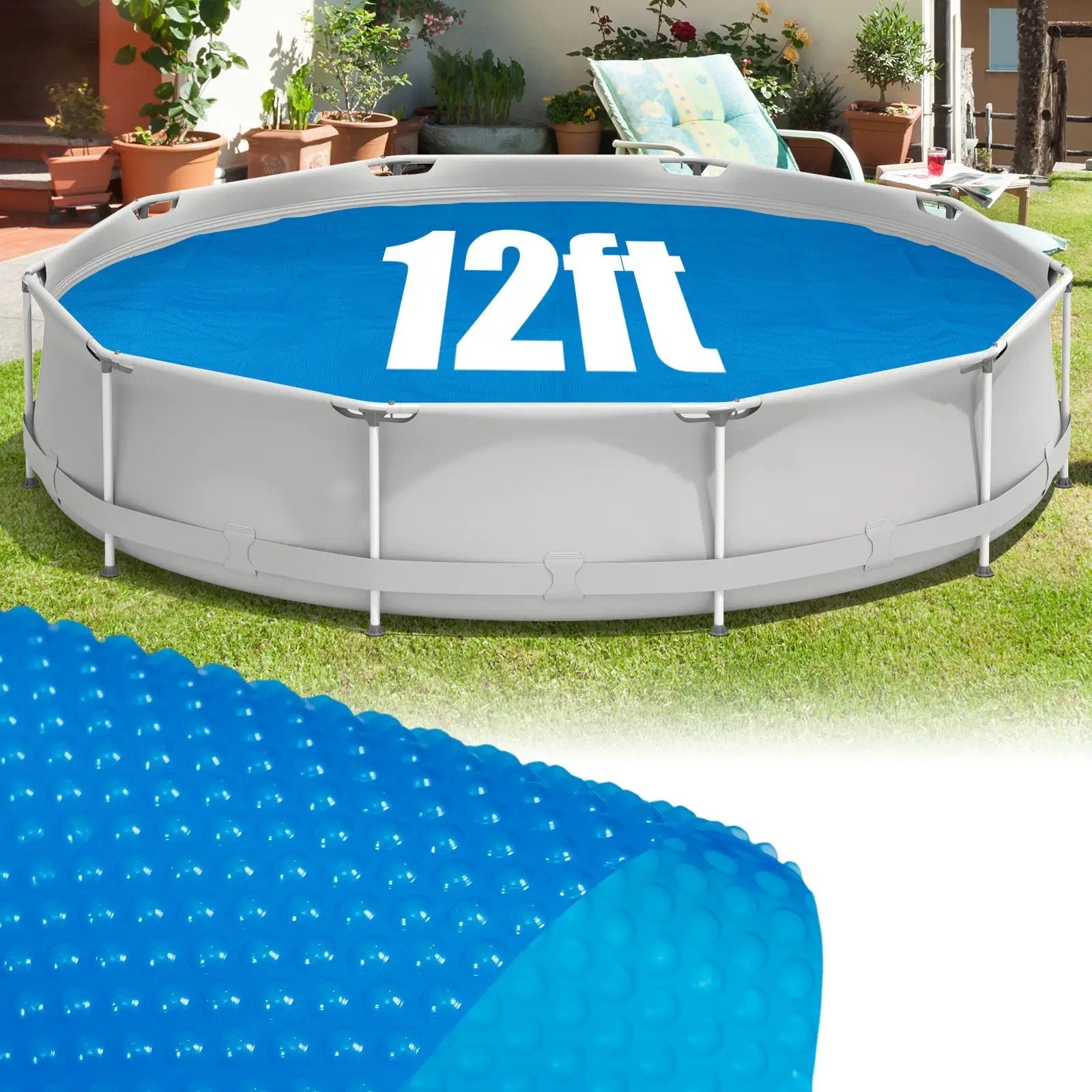 12ft x 30in Round Above Ground Swimming Pool with 12 ft Pool Cover by DirectDeals