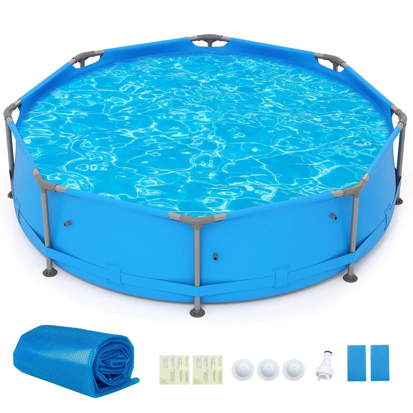 12ft x 30in Round Above Ground Swimming Pool with 12 ft Pool Cover by DirectDeals