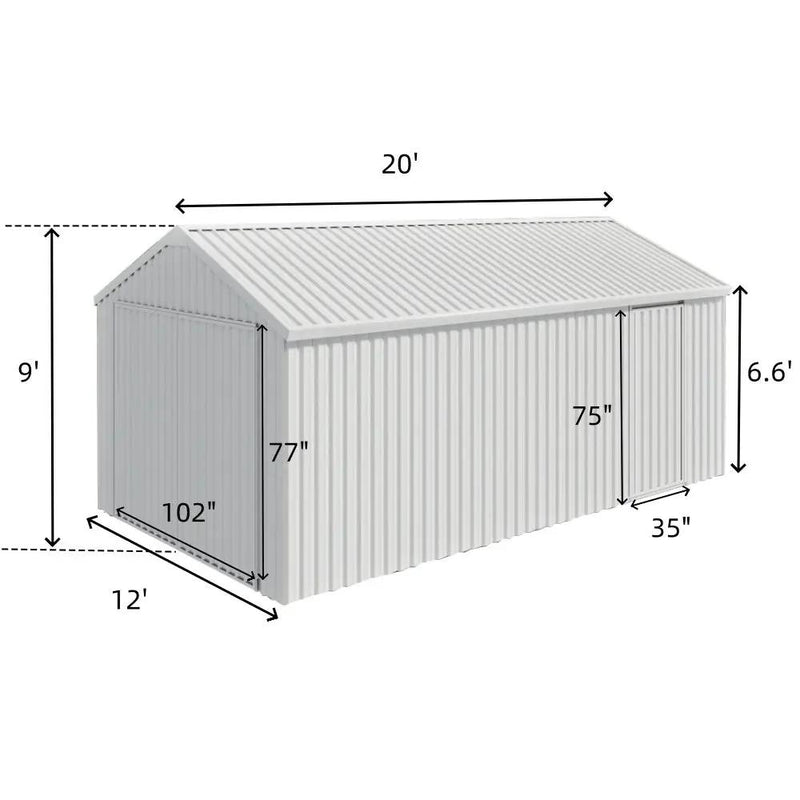 12'x20' Heavy-Duty Metal Garage Shed by Chery Industrial
