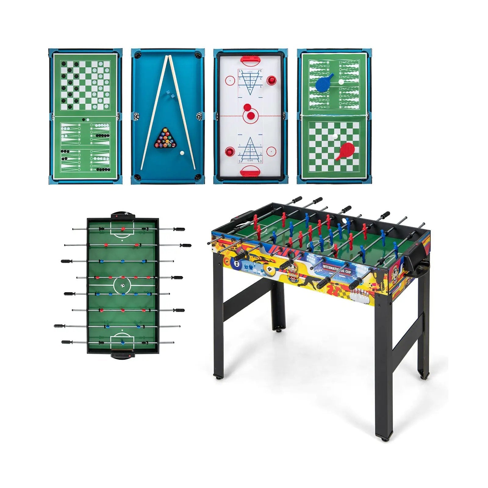 12-in-1 Combo Game Table Set with Foosball Air Hockey Pool Chess and Ping Pong by DirectDeals