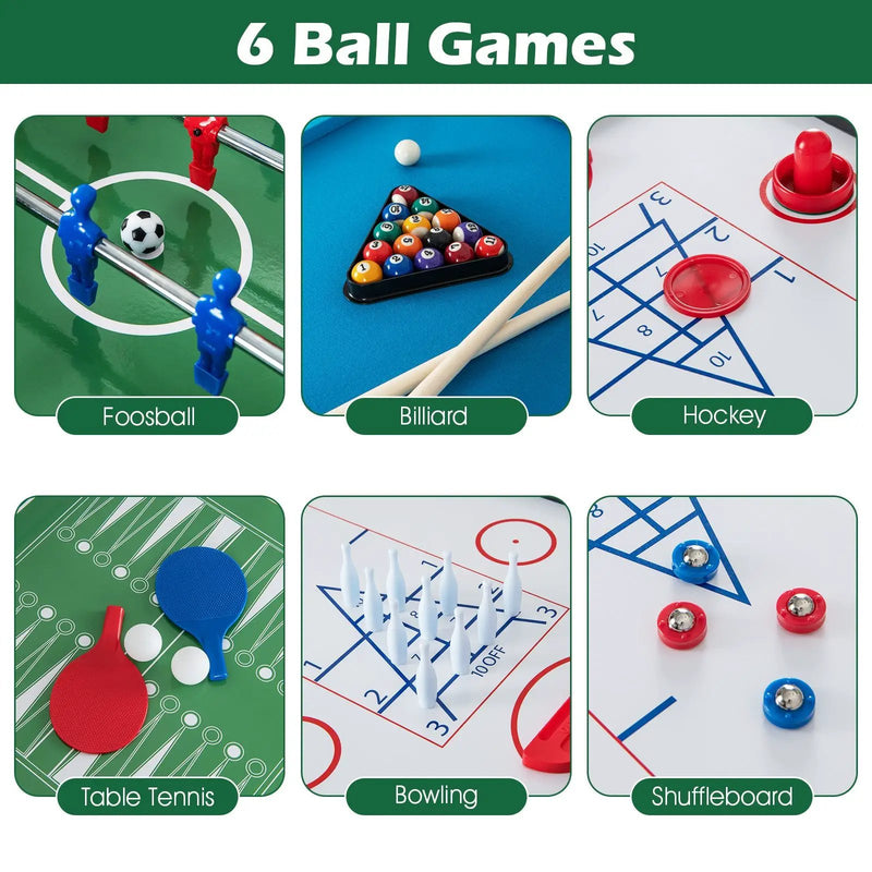12-in-1 Combo Game Table Set with Foosball Air Hockey Pool Chess and Ping Pong by DirectDeals