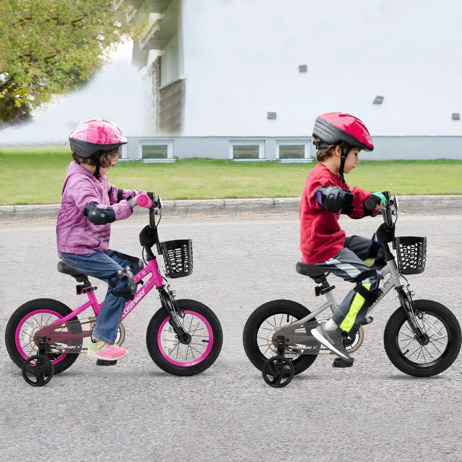 14 Inch Kids Bike Adjustable with Transparent Chain Cover for 4-5 Years Old by DirectDeals