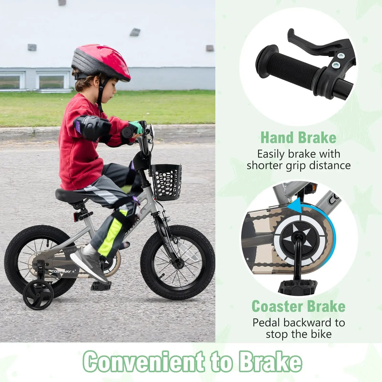 14 Inch Kids Bike Adjustable with Transparent Chain Cover for 4-5 Years Old by DirectDeals