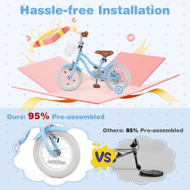 14 Inch Kids Bike with Adjustable Handlebar and Seat for 3-5 Year Old by DirectDeals