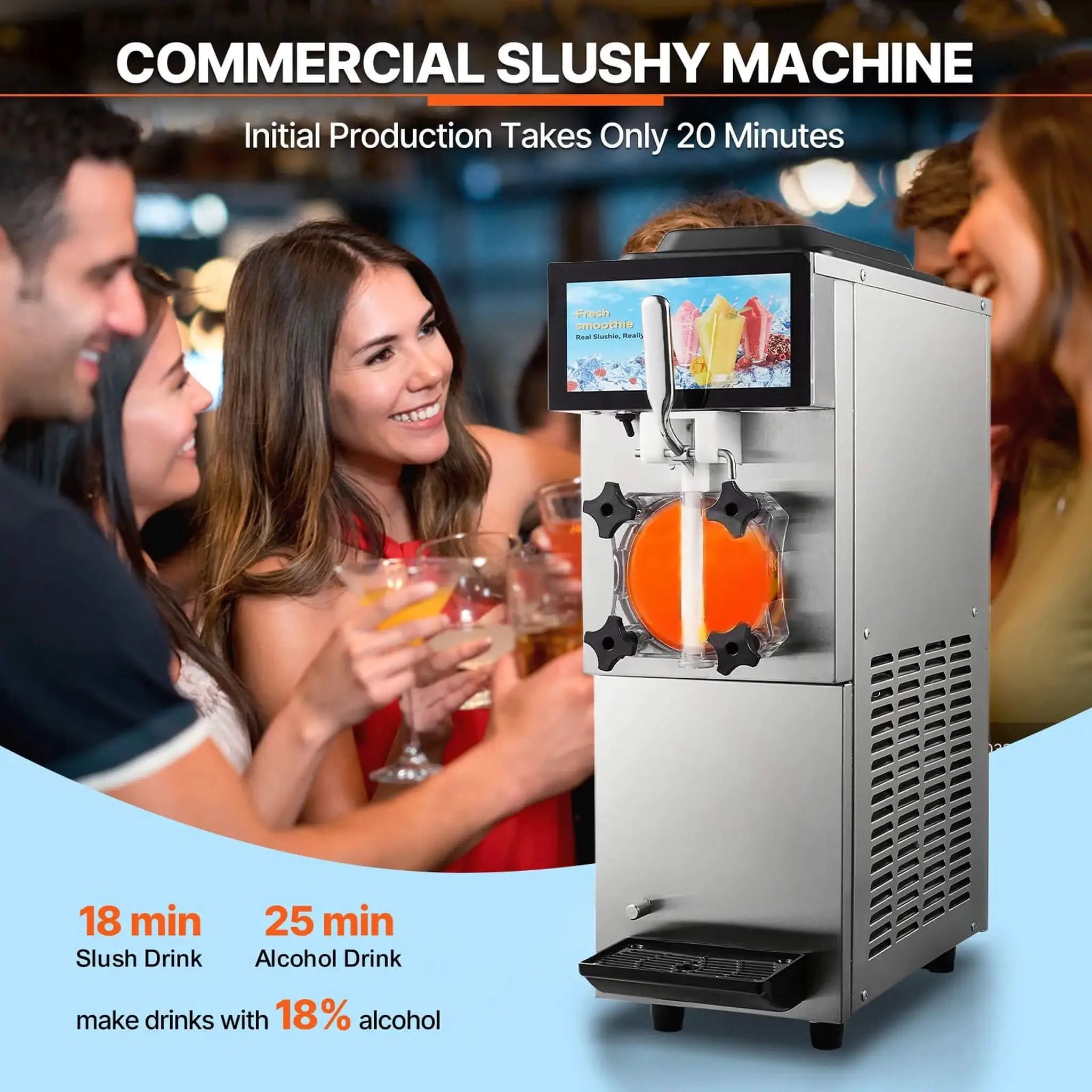 12L Commercial Single Tank Stainless Steel Slushy Machine With Touchscreen (SAK35871) by SAKSBY WHOLESALE