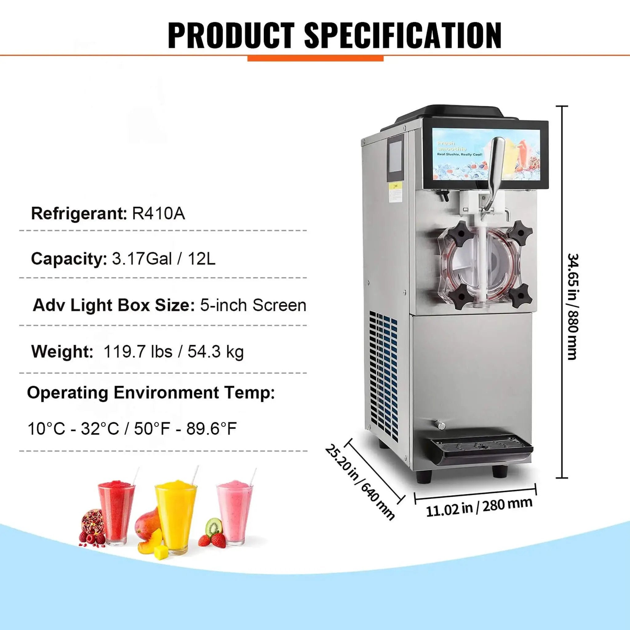 12L Commercial Single Tank Stainless Steel Slushy Machine With Touchscreen (SAK35871) by SAKSBY WHOLESALE