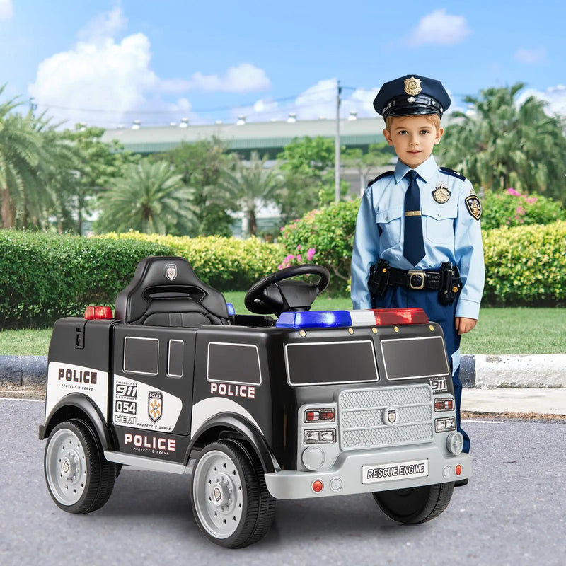 12V Battery Powered Electric Vehicle with 3 Speeds and Megaphone-Black by DirectDeals