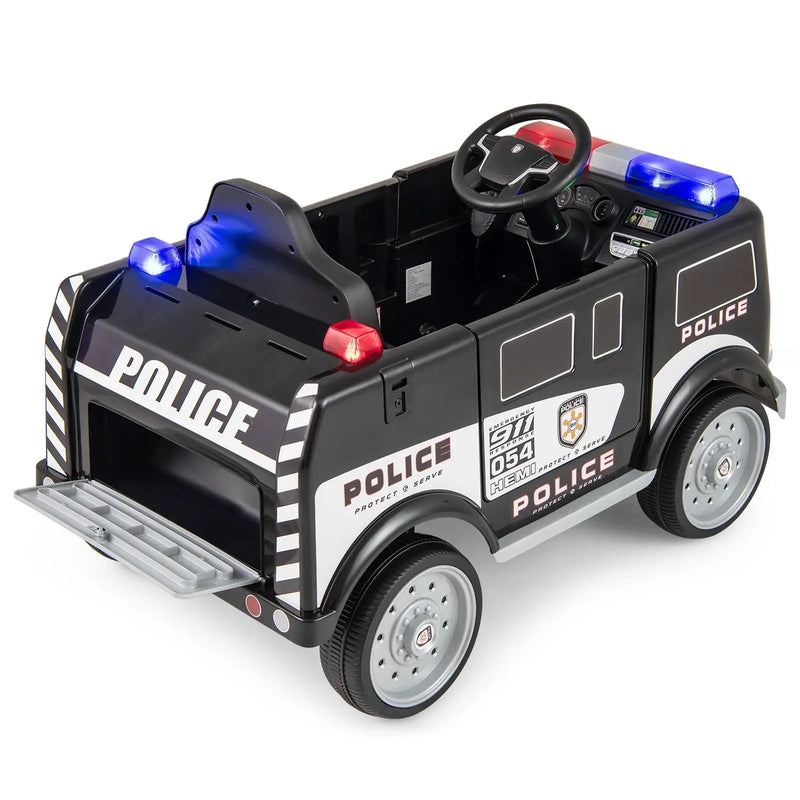 12V Battery Powered Electric Vehicle with 3 Speeds and Megaphone-Black by DirectDeals