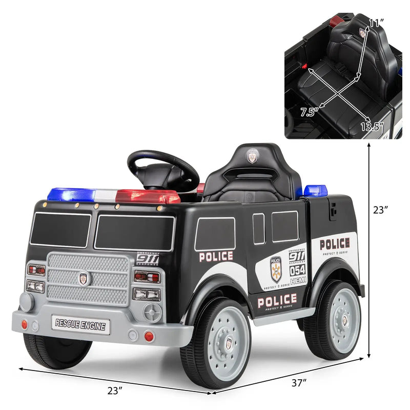 12V Battery Powered Electric Vehicle with 3 Speeds and Megaphone-Black by DirectDeals