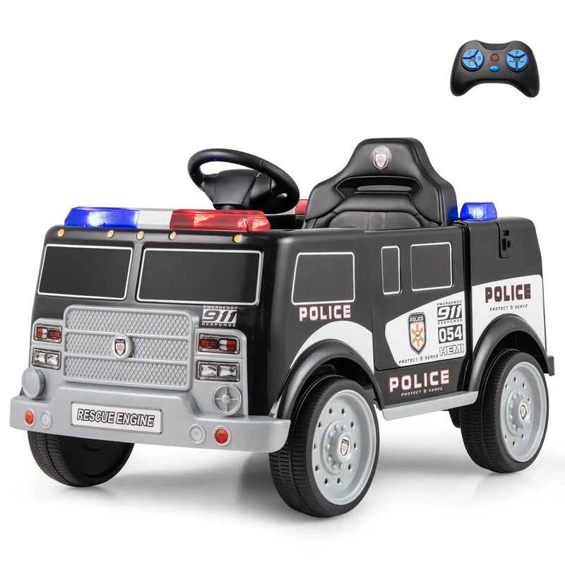 12V Battery Powered Electric Vehicle with 3 Speeds and Megaphone-Black by DirectDeals