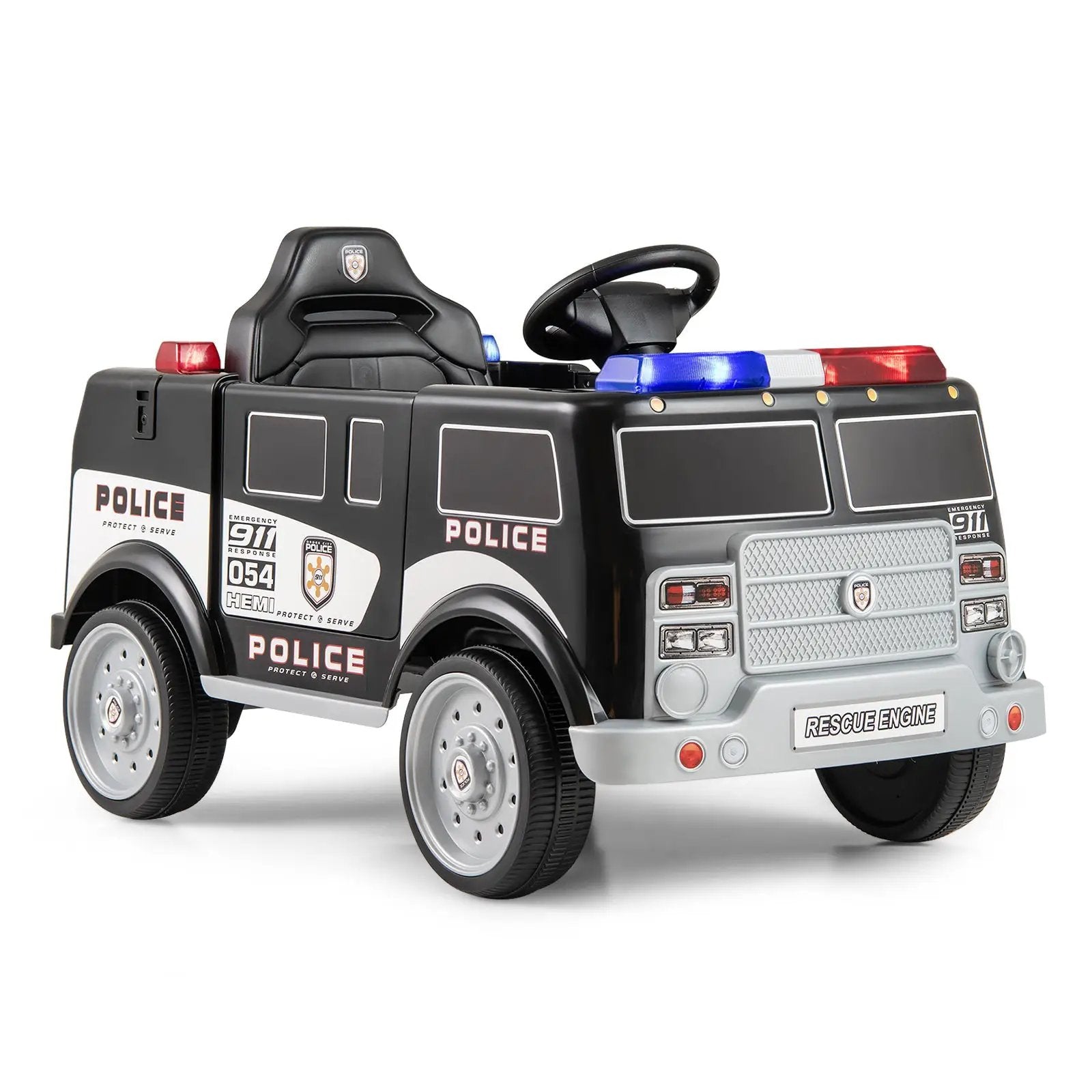12V Battery Powered Electric Vehicle with 3 Speeds and Megaphone-Black by DirectDeals