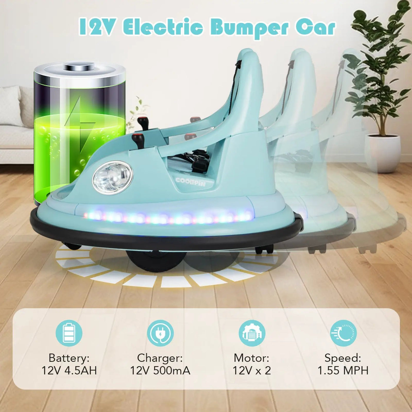 12V Kids Ride On Bumper Car with Remote Control and Dual Joysticks by DirectDeals