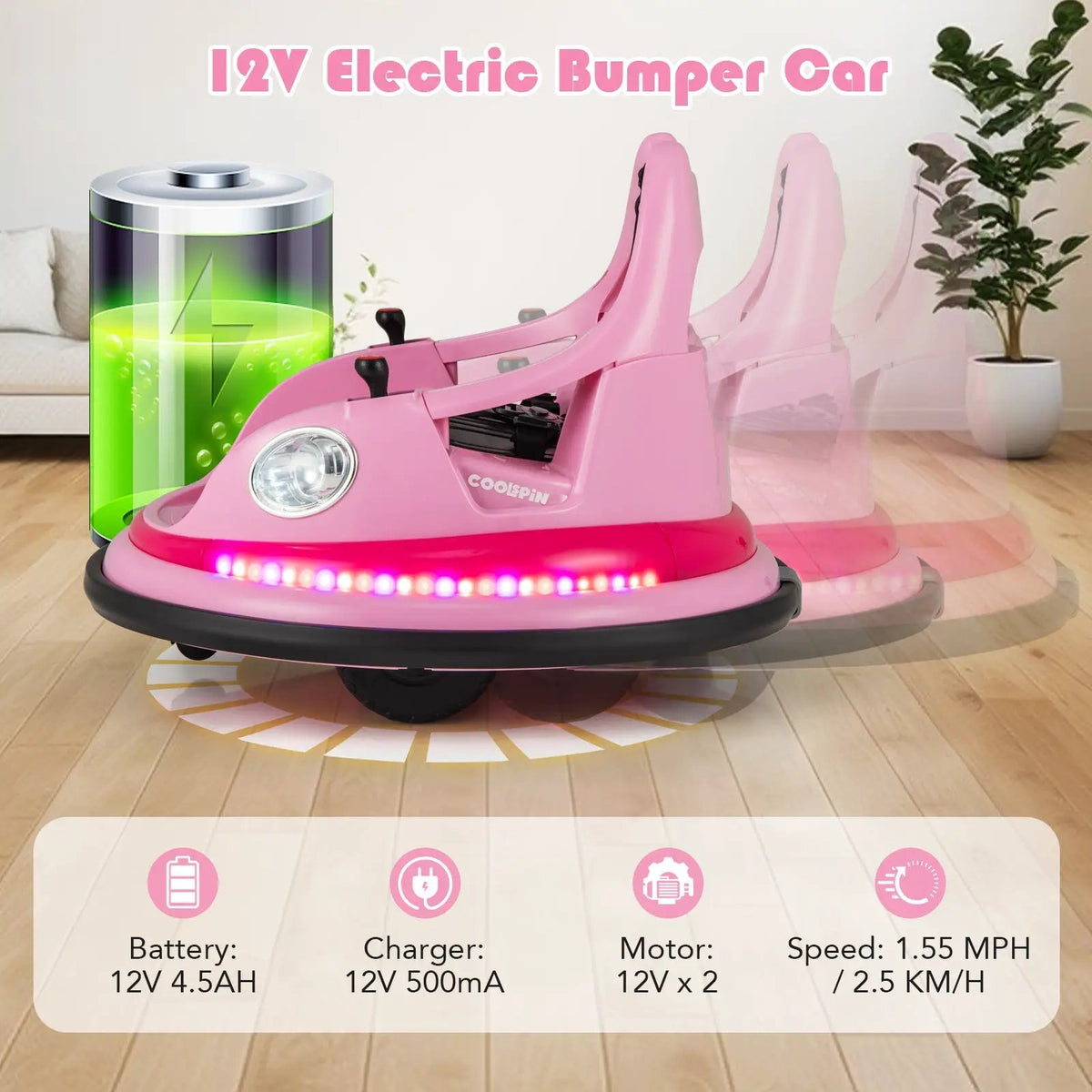12V Kids Ride On Bumper Car with Remote Control and Dual Joysticks by DirectDeals