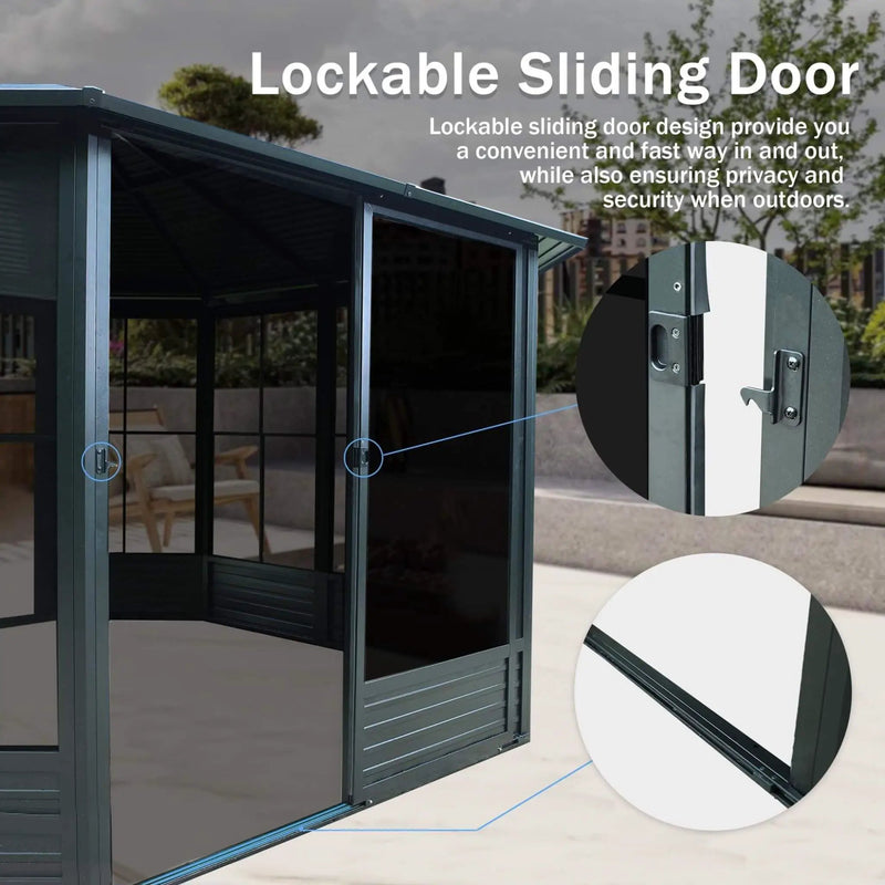 [12X12FT] Alora Prism Large Octagonal Sunroom Solarium With Lockable Sliding Doors And Galvanized Steel Sloping Roof (SAK47843) by SAKSBY WHOLESALE