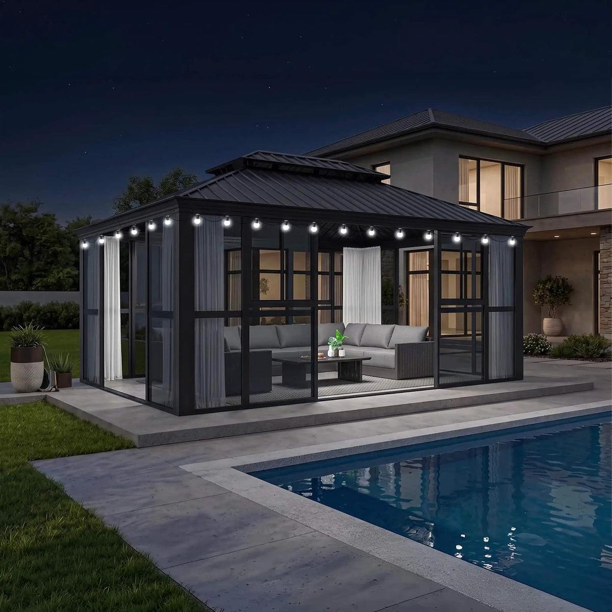 [12X16FT] Vue Extra-Large Luxury Panoramic Solarium With Windows And Sliding Doors (SAK71853) by SAKSBY WHOLESALE