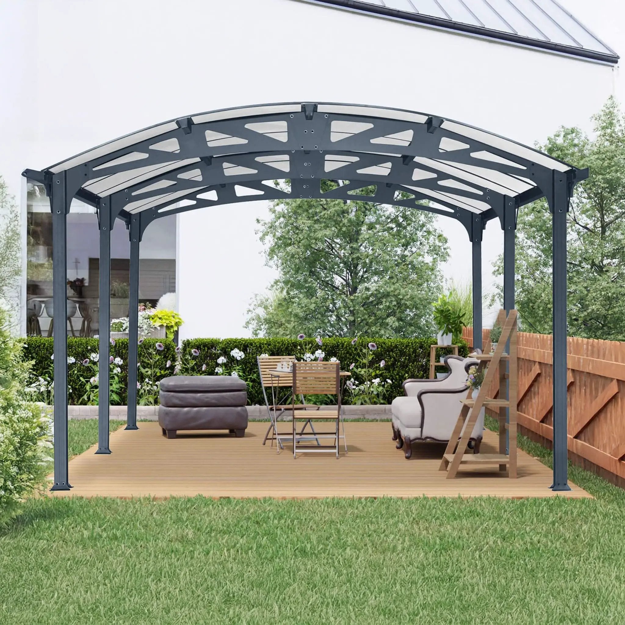 [12X16FT] Alora Large Outdoor Aluminum Arch Carport With Polycarbonate Panels (SAK65820) by SAKSBY WHOLESALE