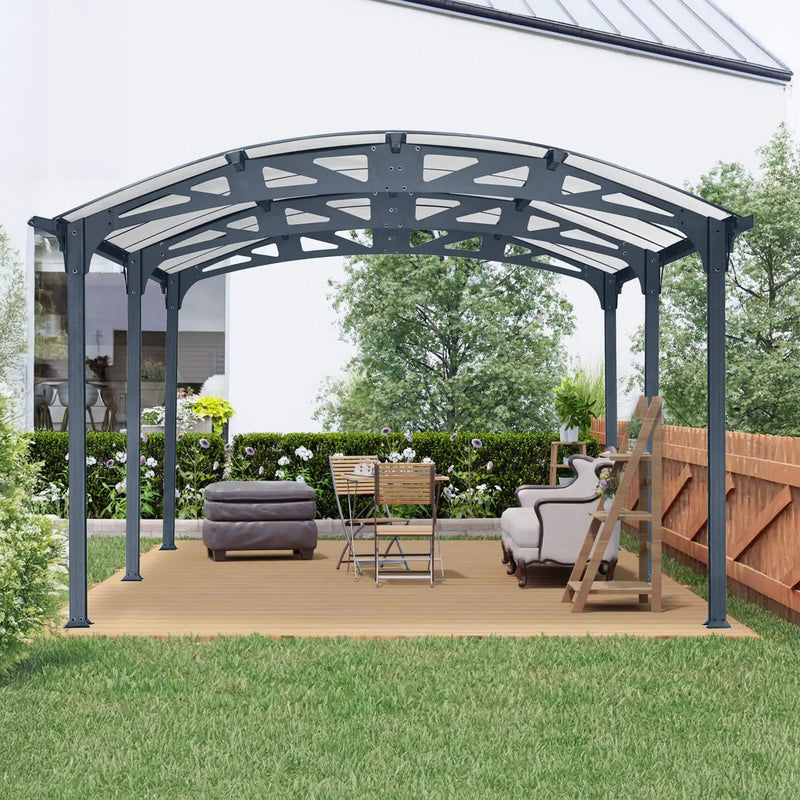[12X16FT] Alora Large Outdoor Aluminum Arch Carport With Polycarbonate Panels (SAK65820) by SAKSBY WHOLESALE