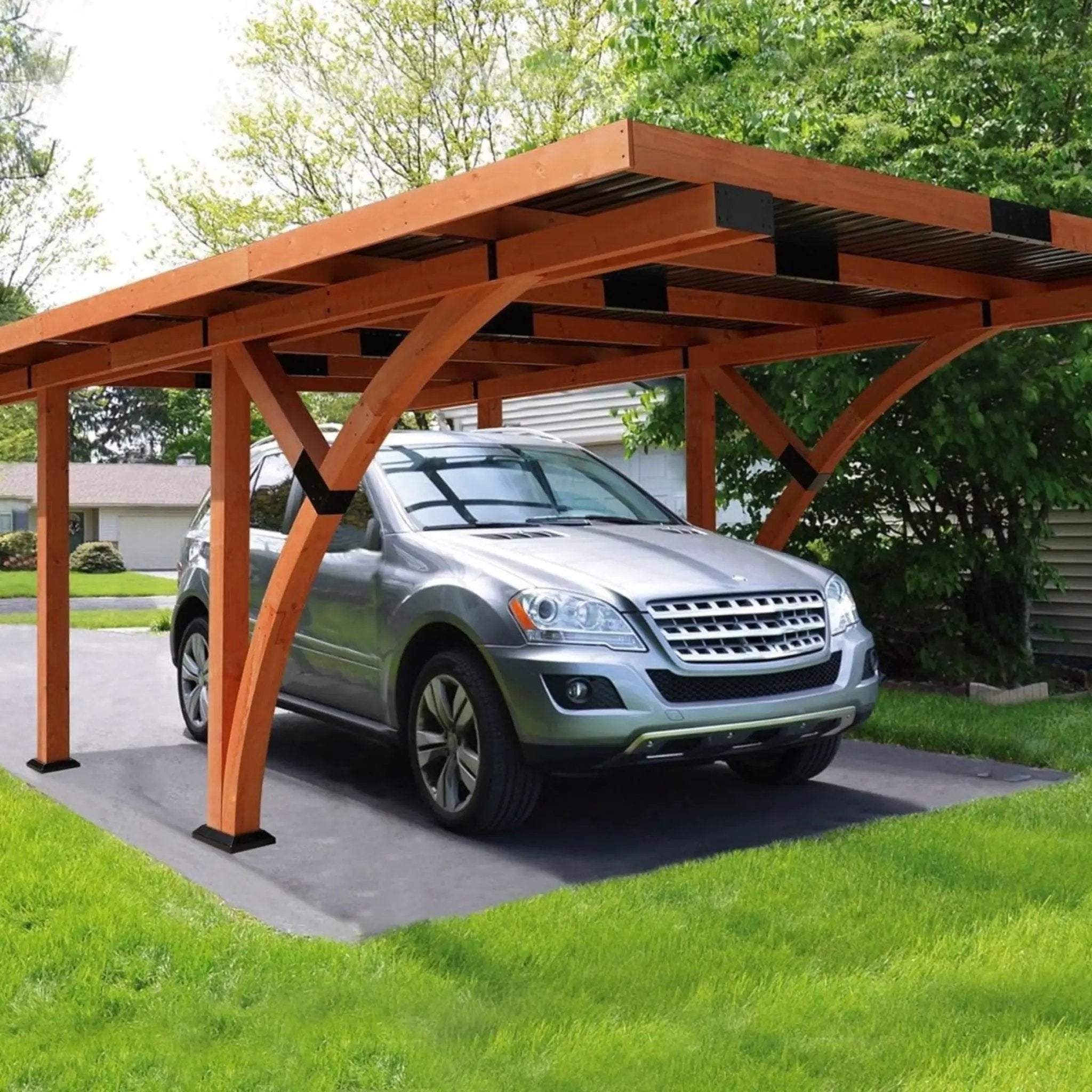 [12X18FT] Alora Premium Heavy-Duty Pine Wood Arc-Shaped Carport With Metal Roof (SAK94716) by SAKSBY WHOLESALE