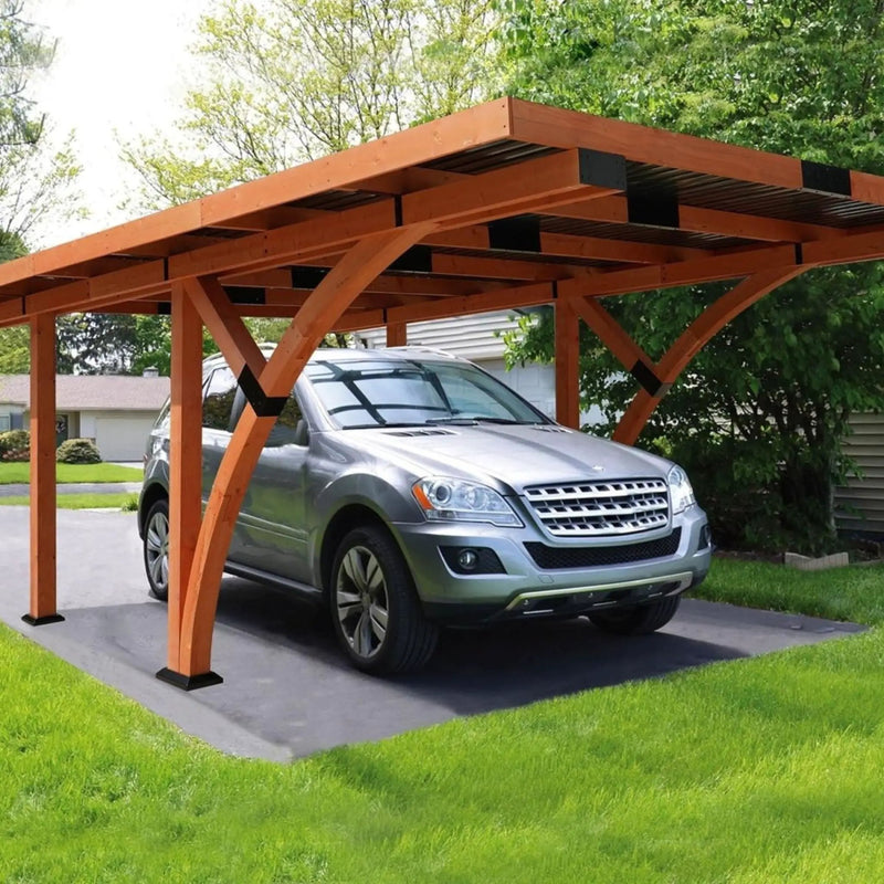 [12X18FT] Alora Premium Heavy-Duty Pine Wood Arc-Shaped Carport With Metal Roof (SAK94716) by SAKSBY WHOLESALE