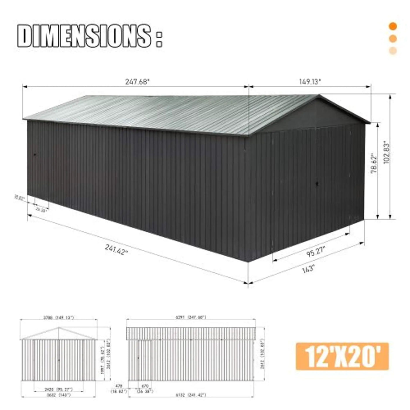 Extra-Large Outdoor Heavy-Duty Metal Garage Shed With Lockable Doors [No Floor] (SAK14093) by SAKSBY WHOLESALE