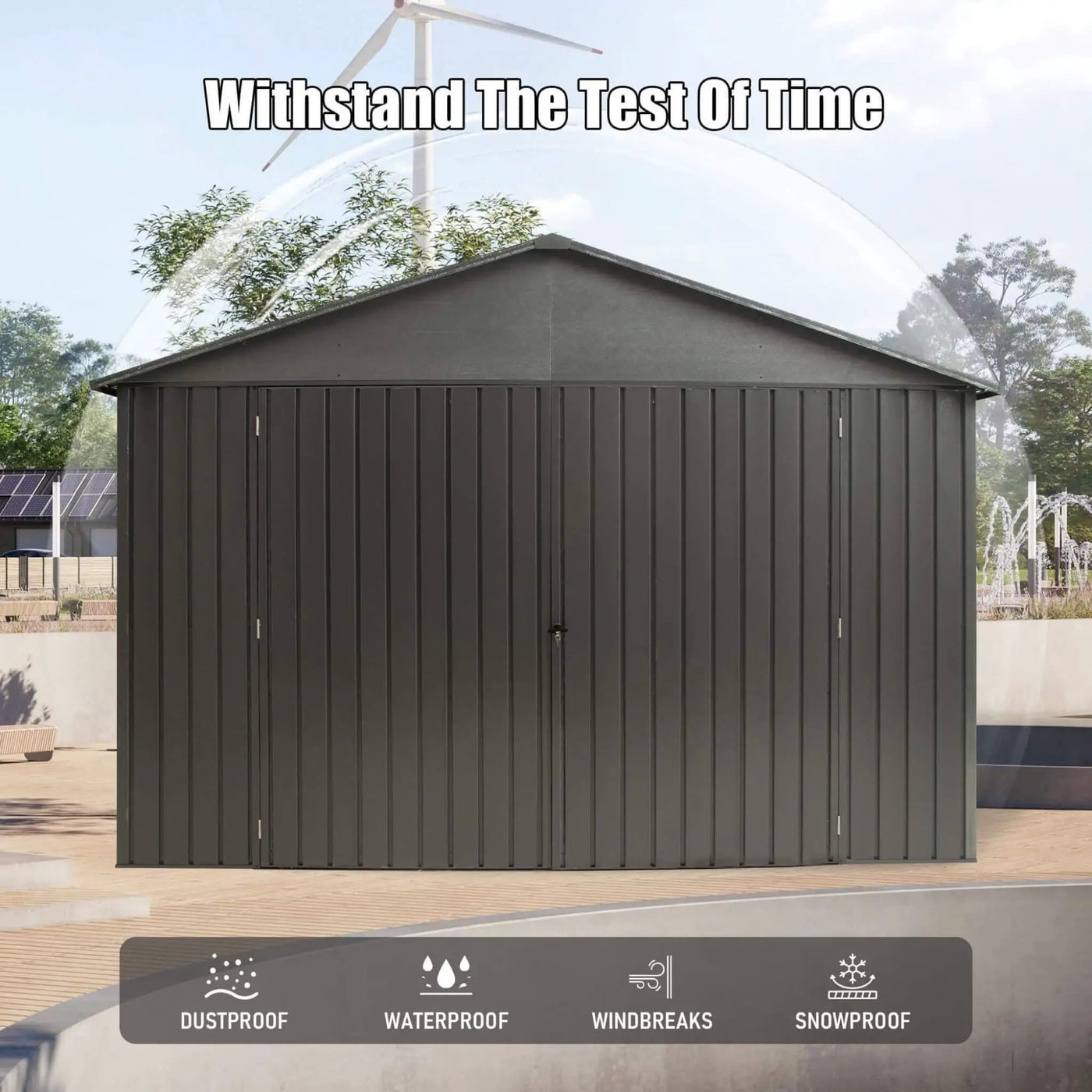 Extra-Large Outdoor Heavy-Duty Metal Garage Shed With Lockable Doors [No Floor] (SAK14093) by SAKSBY WHOLESALE