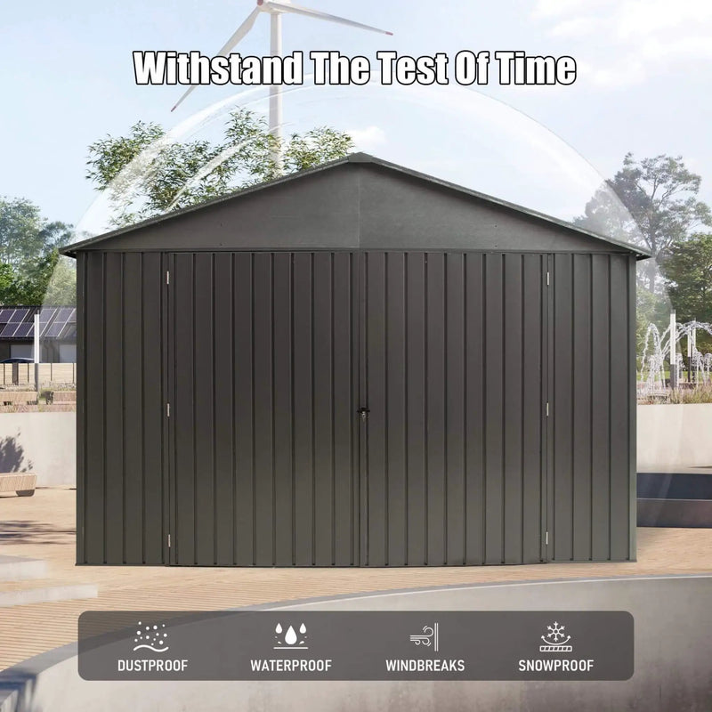 Extra-Large Outdoor Heavy-Duty Metal Garage Shed With Lockable Doors [No Floor] (SAK14093) by SAKSBY WHOLESALE