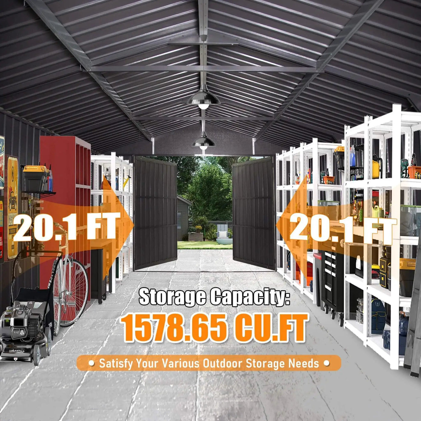 Extra-Large Outdoor Heavy-Duty Metal Garage Shed With Lockable Doors [No Floor] (SAK14093) by SAKSBY WHOLESALE