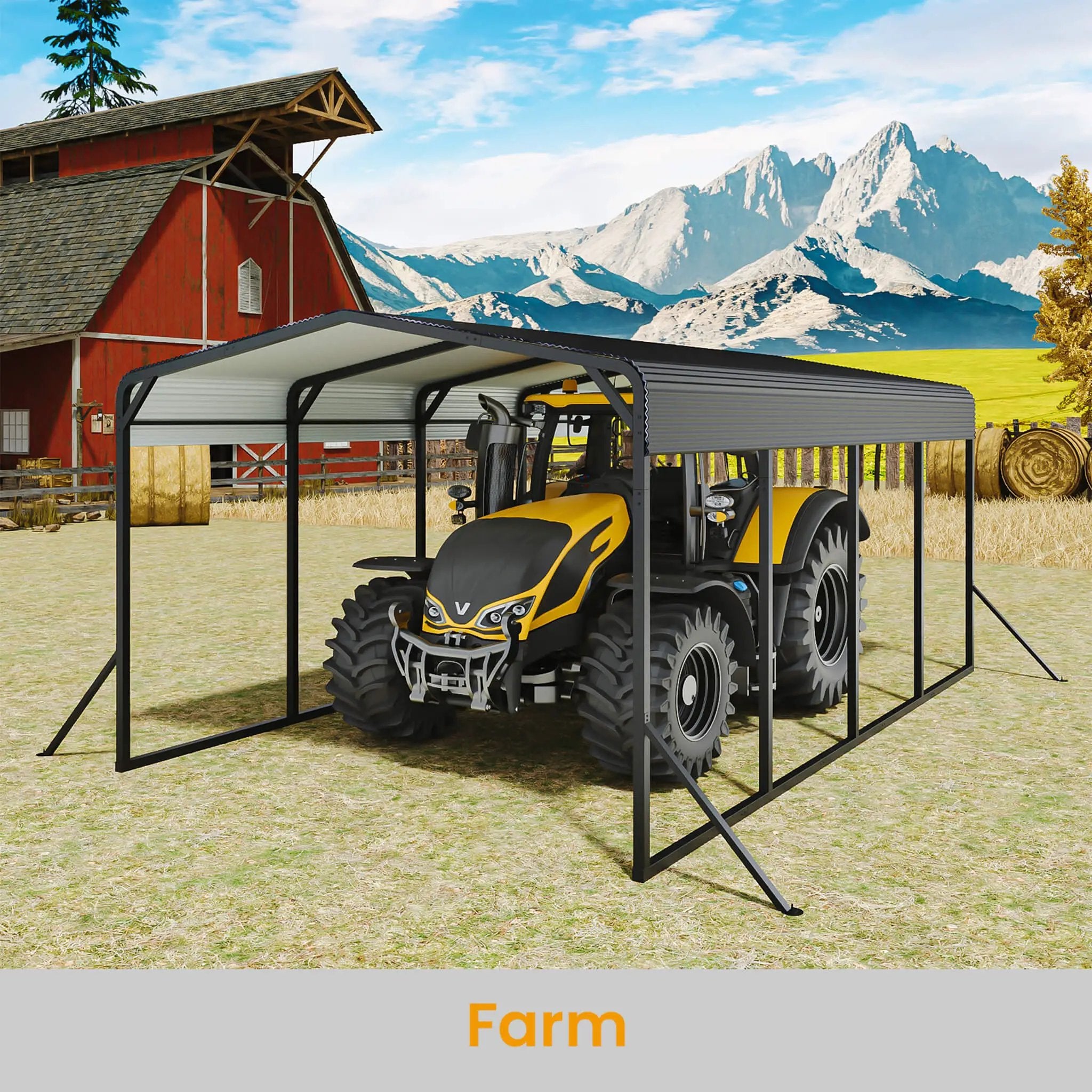 [12X20FT] Alora Heavy-Duty All-Weather Metal Carport With Reinforced Support Base (SAK97381) by SAKSBY WHOLESALE