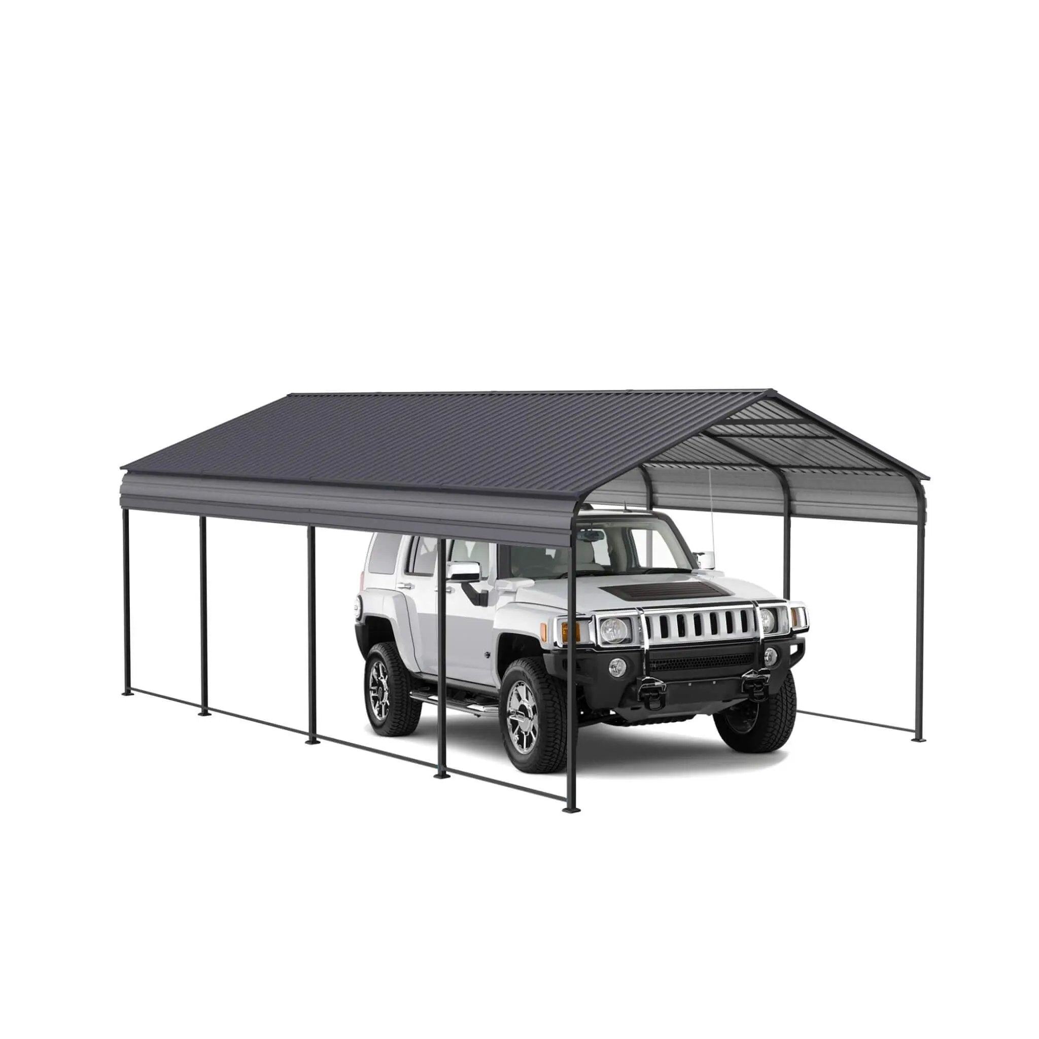 [12X20FT] Alora Heavy-Duty Metal Carport With Galvanized Steel Roof For Car, Boats And Trucks, Gray (SAK95562) by SAKSBY WHOLESALE
