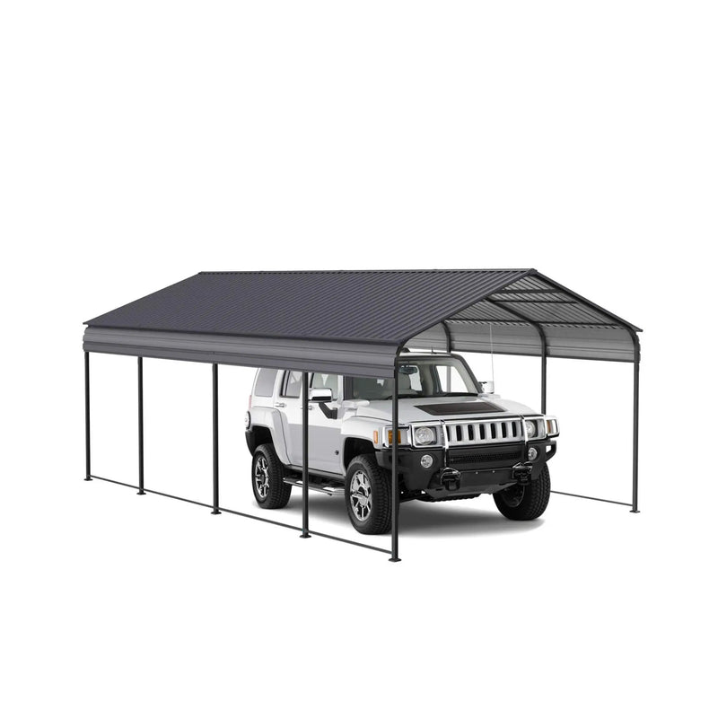 [12X20FT] Alora Heavy-Duty Metal Carport With Galvanized Steel Roof For Car, Boats And Trucks, Gray (SAK95562) by SAKSBY WHOLESALE