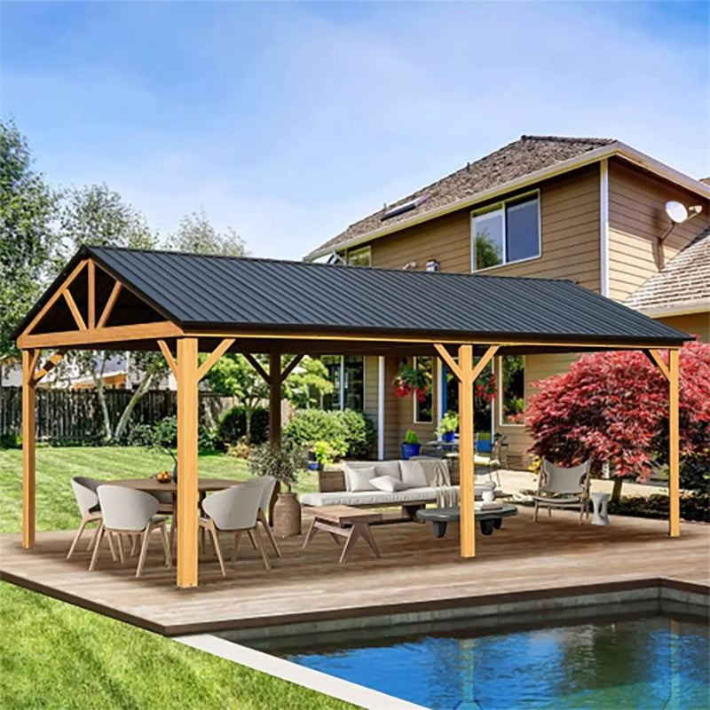 [12X20FT] Alora Premium Outdoor Double-Layer Galvanized Steel Hardtop Gazebo For Patio (SAK46095) by SAKSBY WHOLESALE