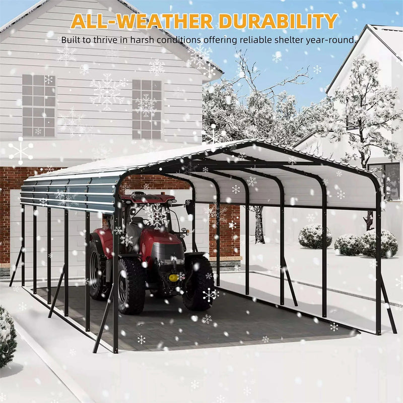 [12X24FT] Alora Large Heavy-Duty Outdoor Metal Carport Kit With Galvanized Steel Roof (SAK53849) by SAKSBY WHOLESALE