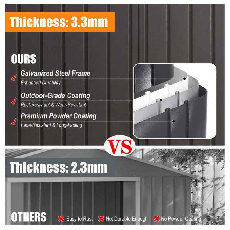 [12X25FT] Alora Extra Large Heavy-Duty Outdoor Metal Carport Garage Shed With Lockable Double Hinged Doors (SAK34153) by SAKSBY WHOLESALE