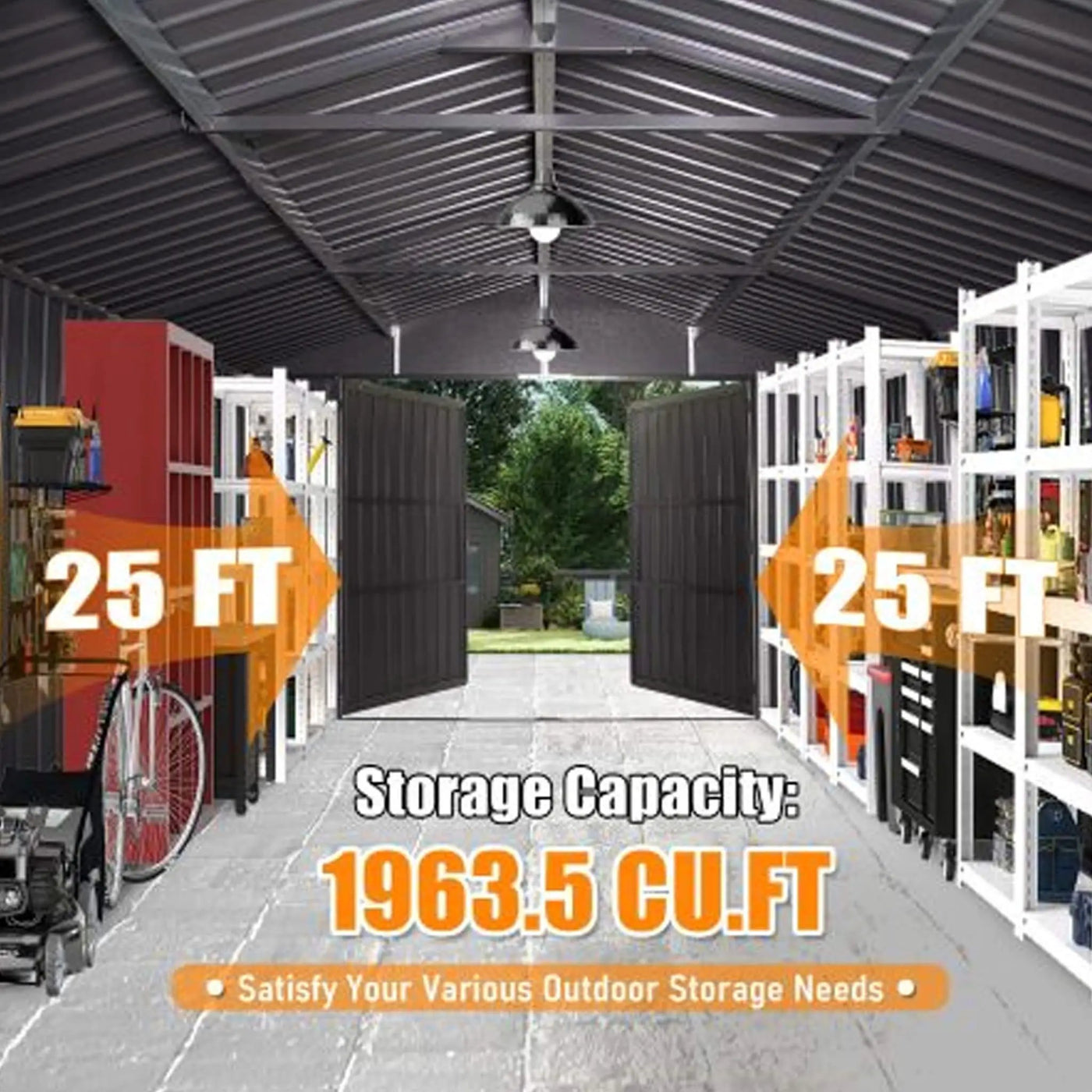 Extra-Large Outdoor Heavy-Duty Metal Garage Shed With Lockable Doors [No Floor] (SAK14093) by SAKSBY WHOLESALE