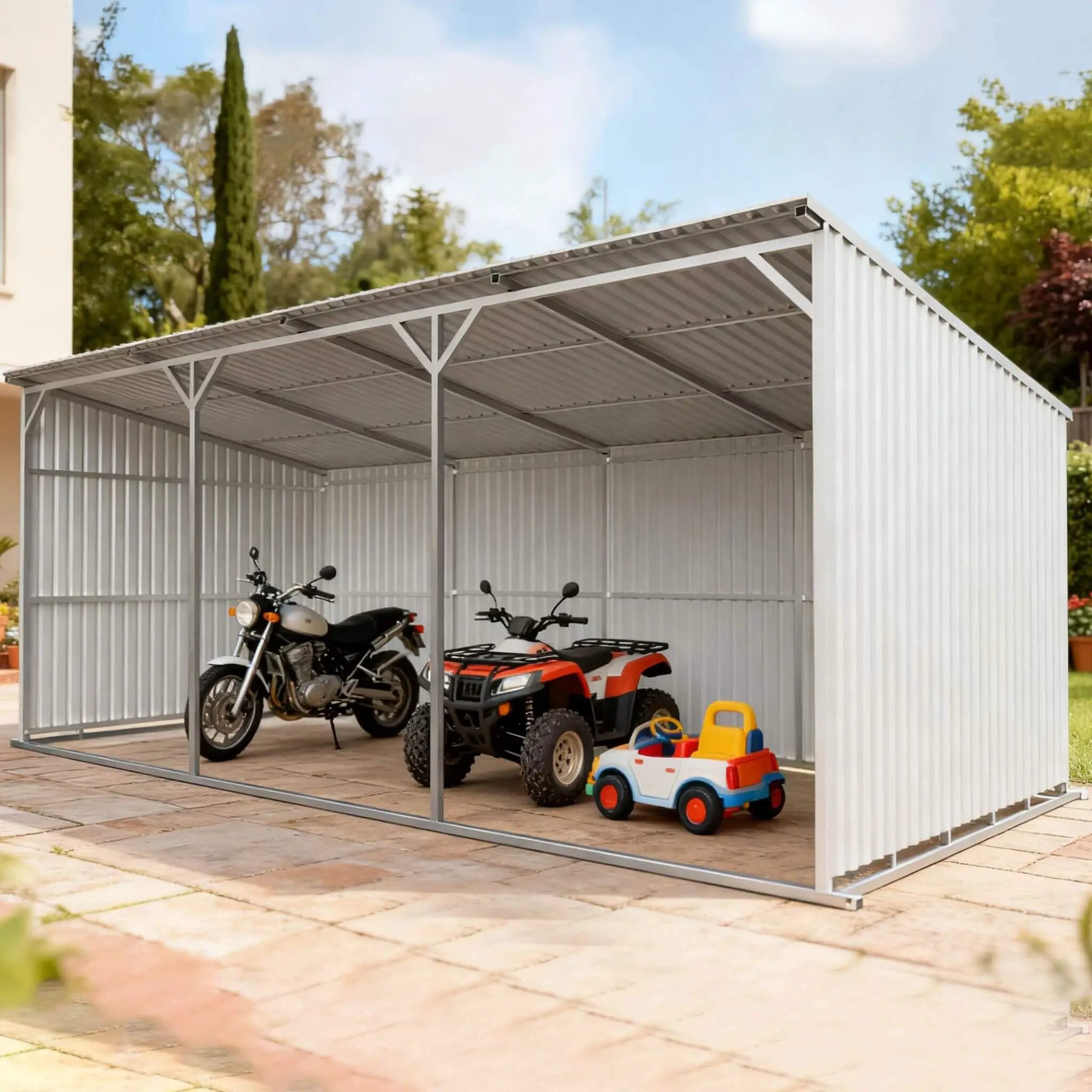 [12X25FT] Alora Heavy-Duty Galvanized steel Storage Equipment Shed (SAK20471) by SAKSBY WHOLESALE
