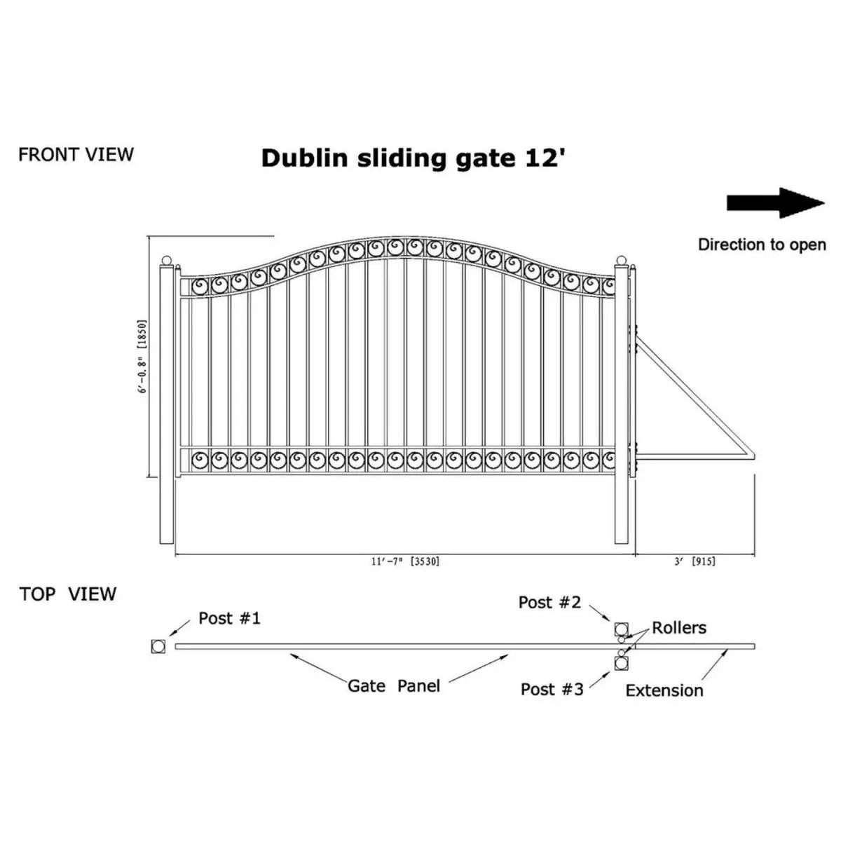 12x6 ft Steel Sliding Driveway Gate by Chery Industrial