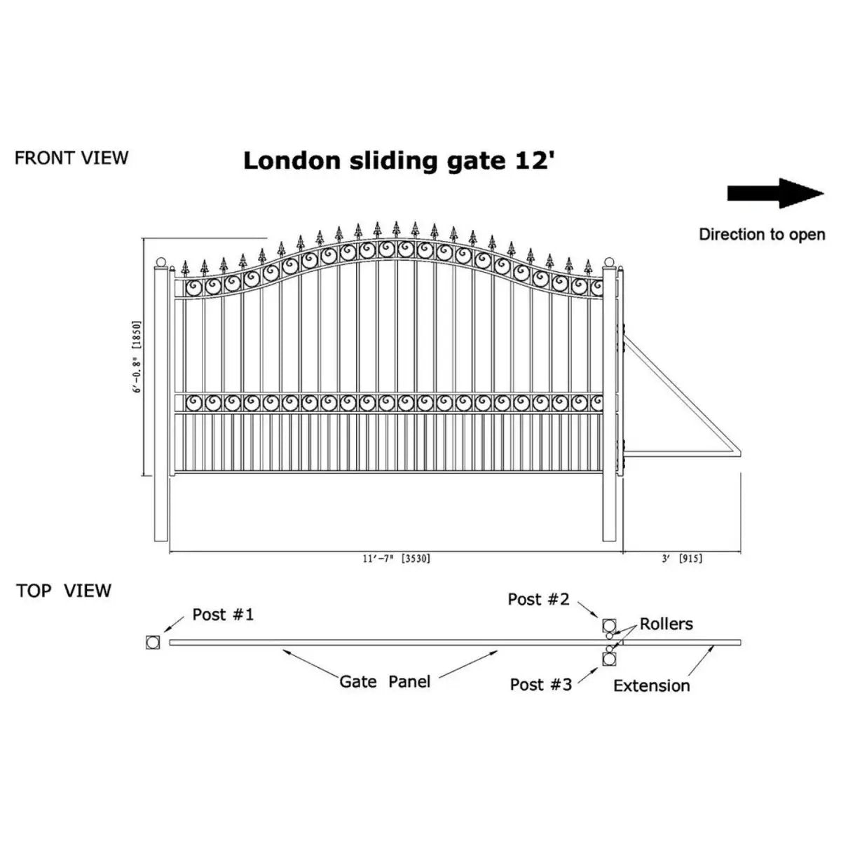 12x6 ft Steel Sliding Driveway Gate by Chery Industrial