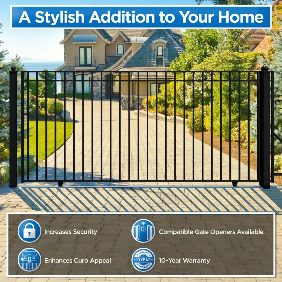 12x6 ft Steel Sliding Driveway Gate by Chery Industrial