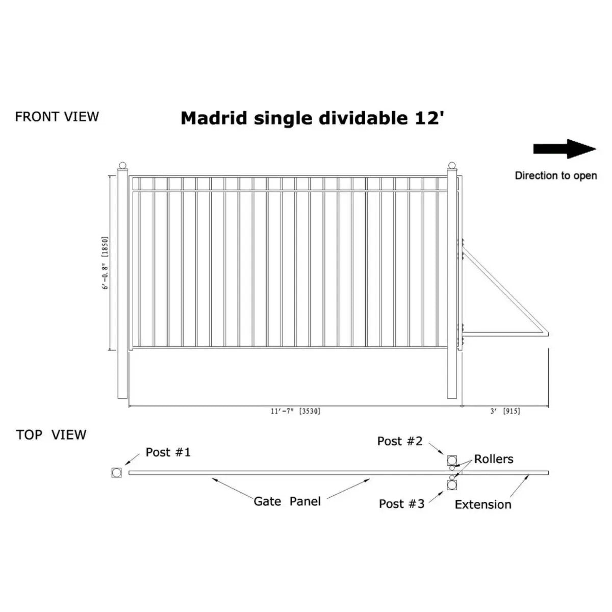 12x6 ft Steel Sliding Driveway Gate by Chery Industrial