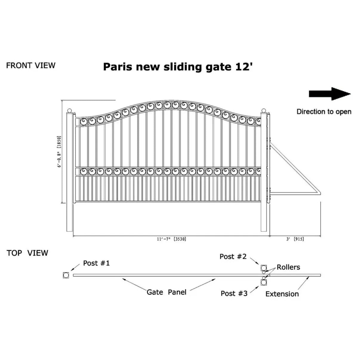 12x6 ft Steel Sliding Driveway Gate by Chery Industrial