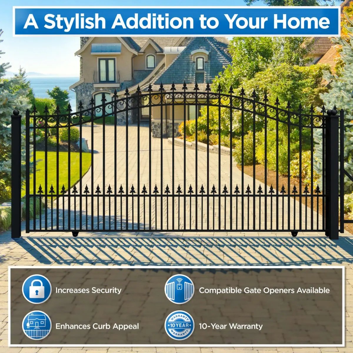 12x6 ft Steel Sliding Driveway Gate by Chery Industrial