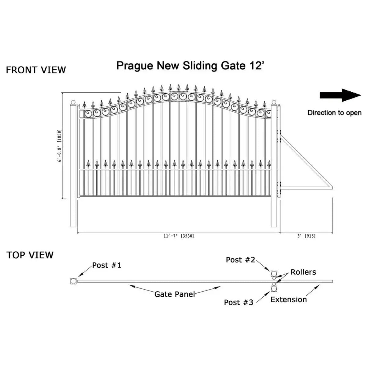 12x6 ft Steel Sliding Driveway Gate by Chery Industrial