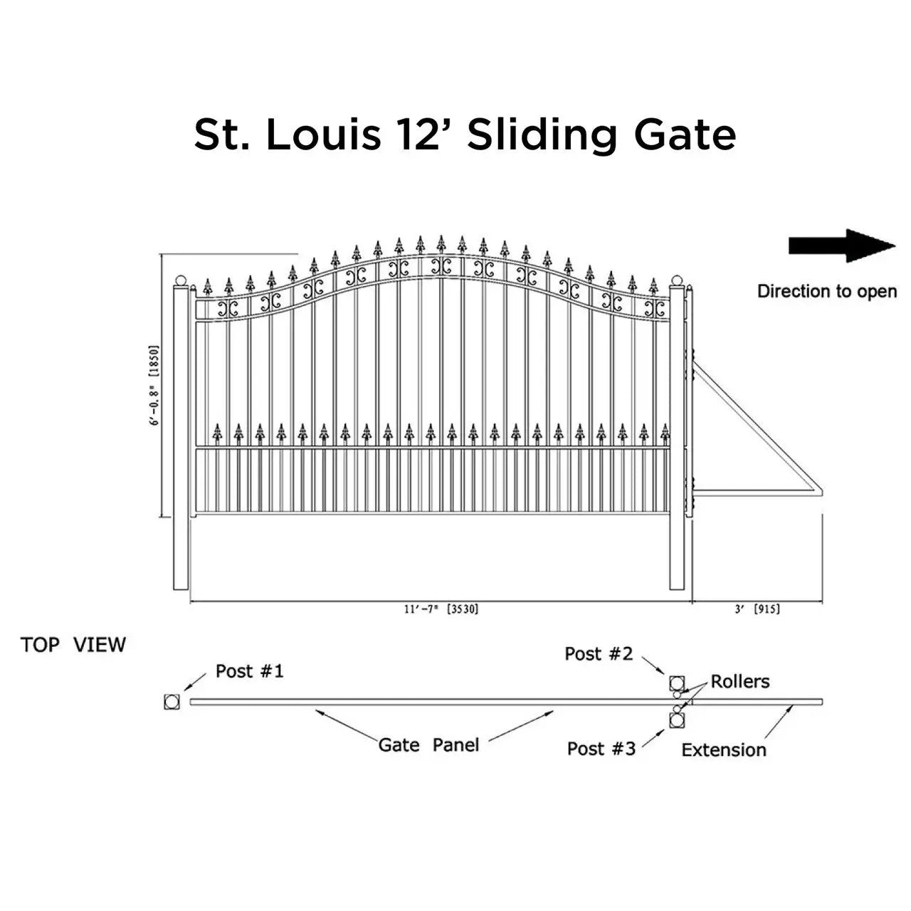 12x6 ft Steel Sliding Driveway Gate by Chery Industrial