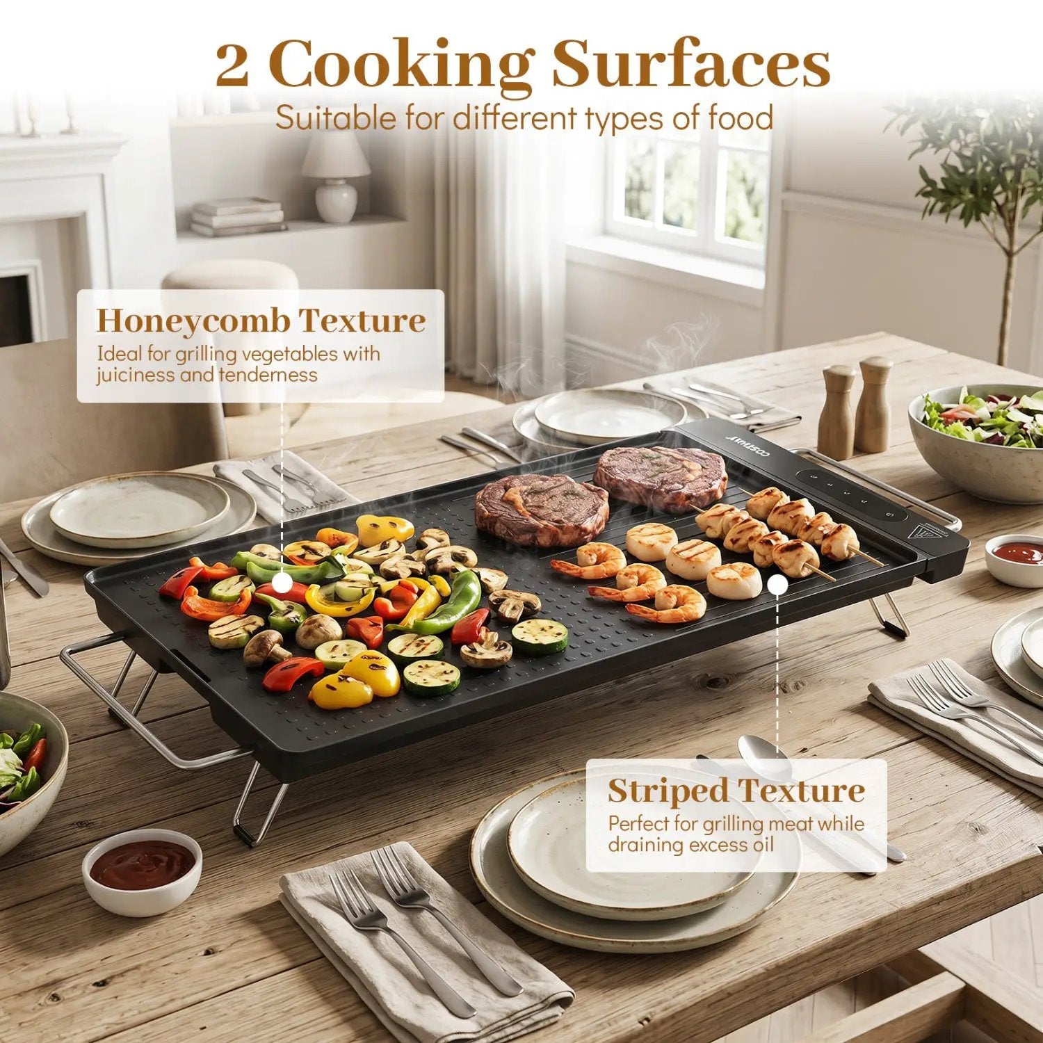 1300W Indoor Electric Grill with Removable Touch Panel by DirectDeals