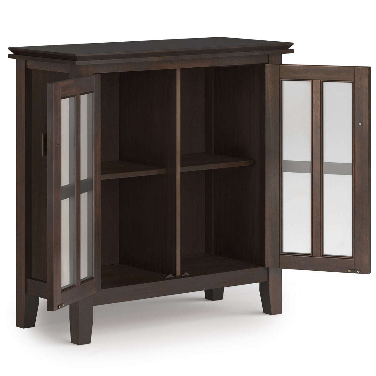 Solid Wood Low Storage Cabinet with Adjustable Shelves - Light Brown or Dark Brown, photo 4 of 17