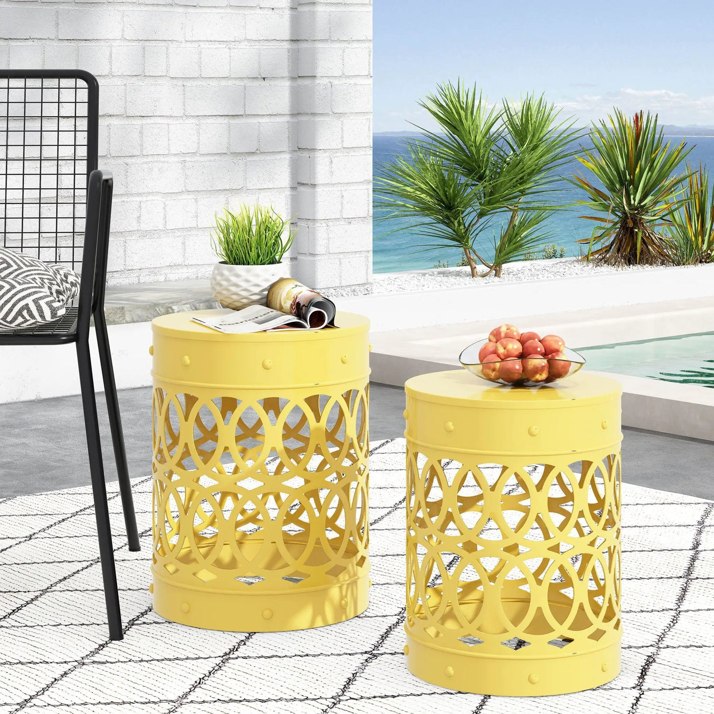 Outdoor Metal Side Table Set of 2 by HouseOfZazla