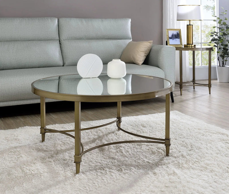 Aditya - Mirrored Antique Brass Coffee Table - Antique Brass by Unique Piece Furniture