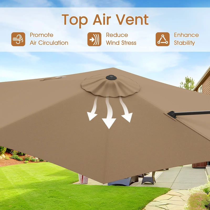 9 FT Cantilever Patio Umbrella with Vented Top and Sun-Protective Canopy by DirectDeals