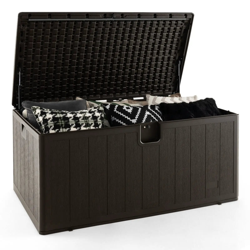130 Gallon Patio All Weather Storage Container with Lockable Lid-Brown by DirectDeals