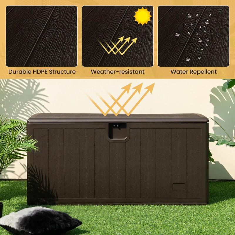 130 Gallon Patio All Weather Storage Container with Lockable Lid-Brown by DirectDeals